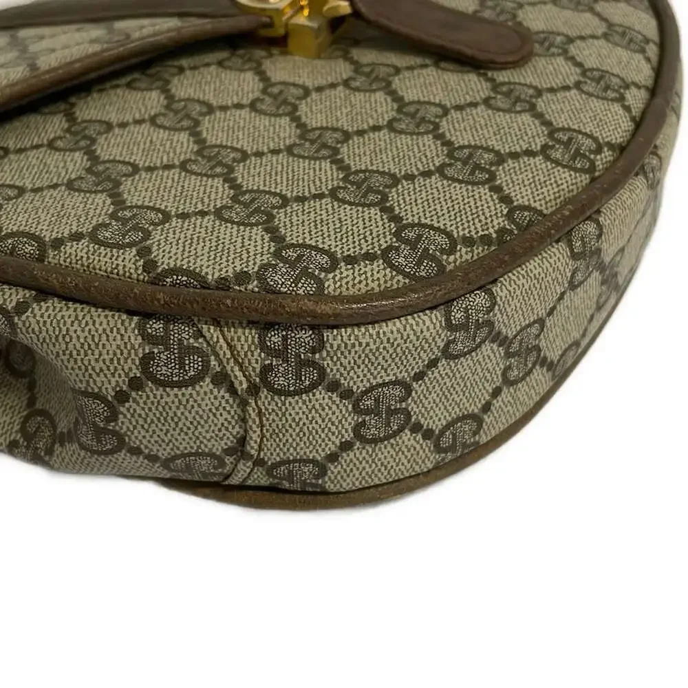 Gucci Old Gucci Shoulder Bag Beige Dark Brown PVC Leather - Picture 6 of 14